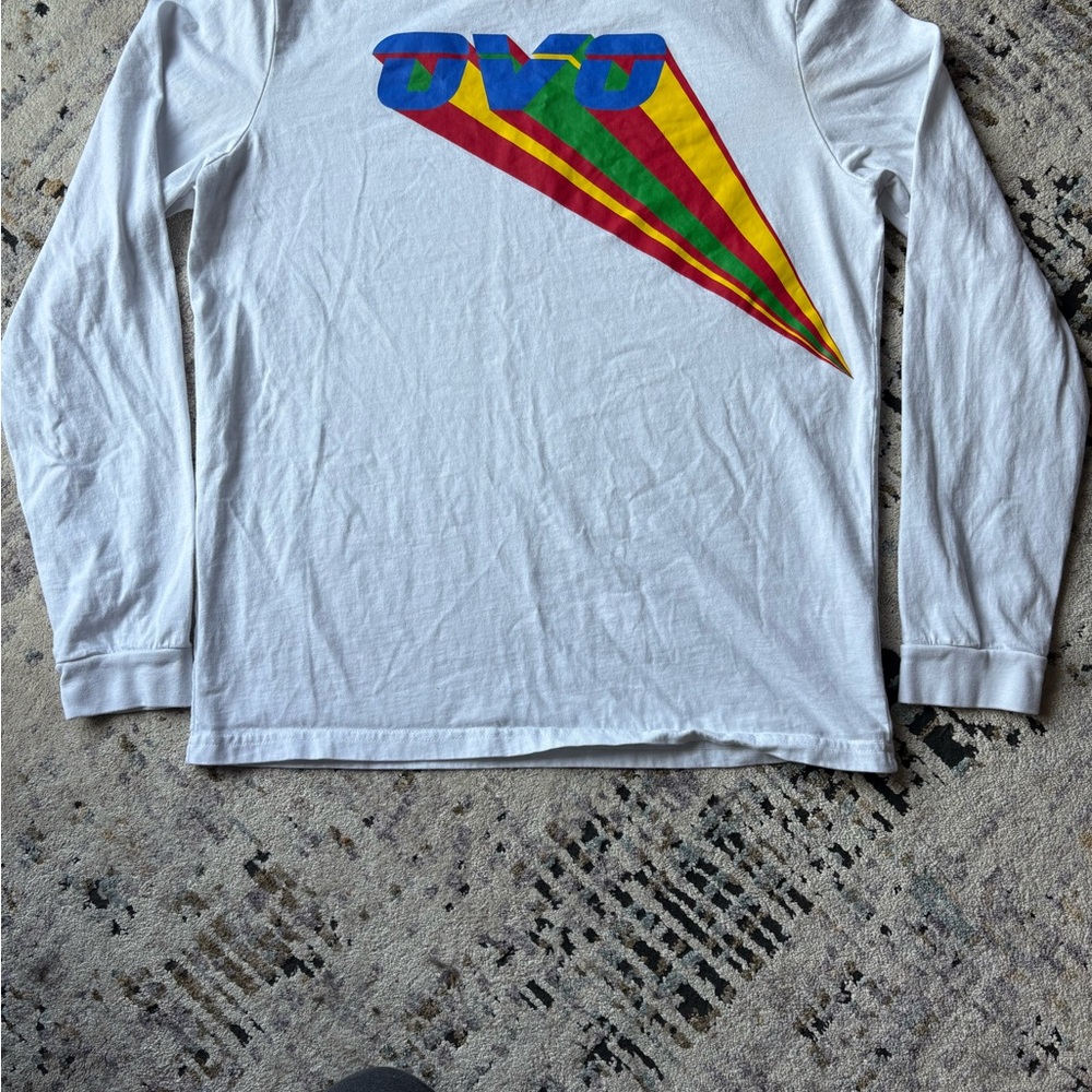 OVO White Longsleeve, Multicolour Logo Front Detailing